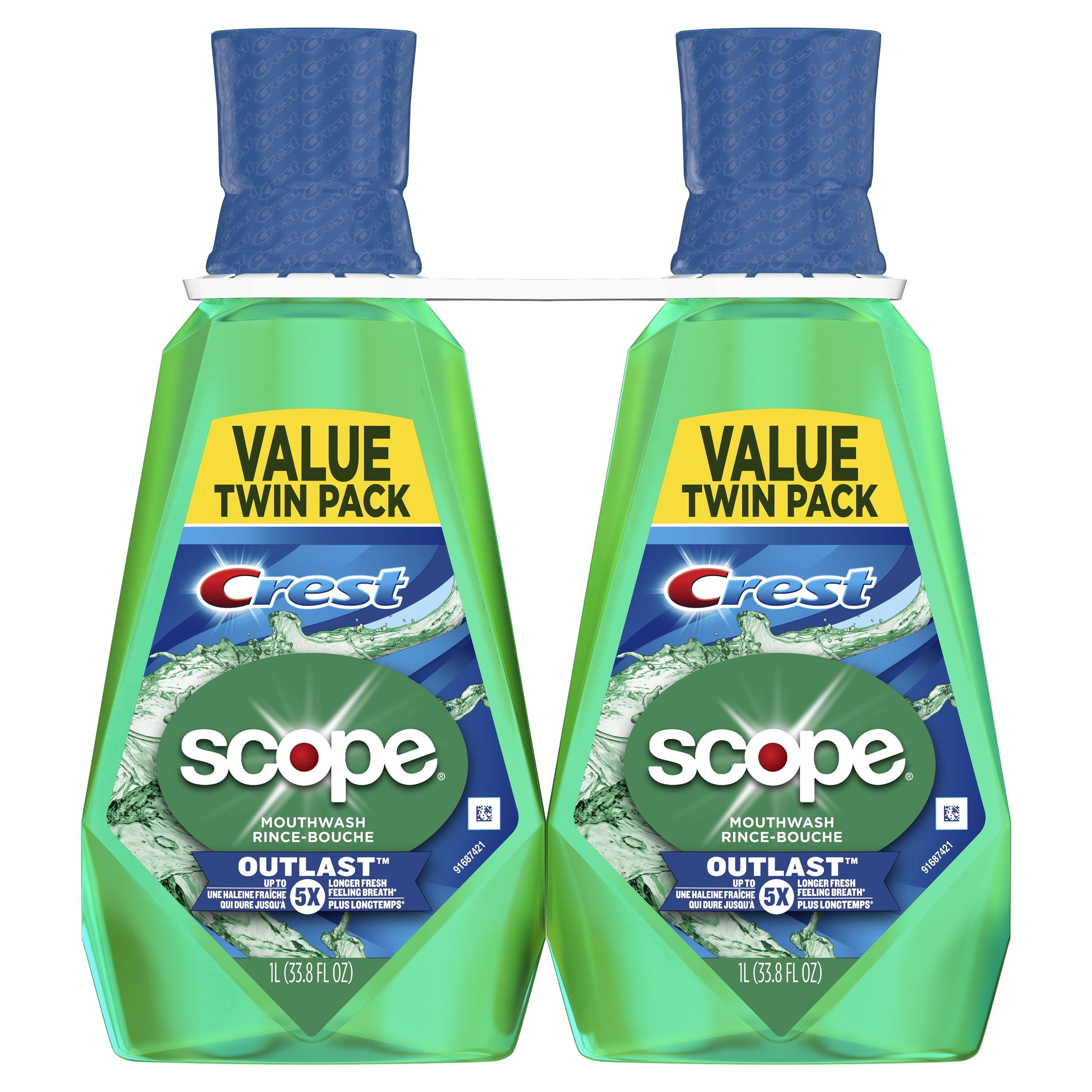 Crest Scope Outlast Mouthwash, Long Lasting Mint, 1 L, 2 Pack Walmart