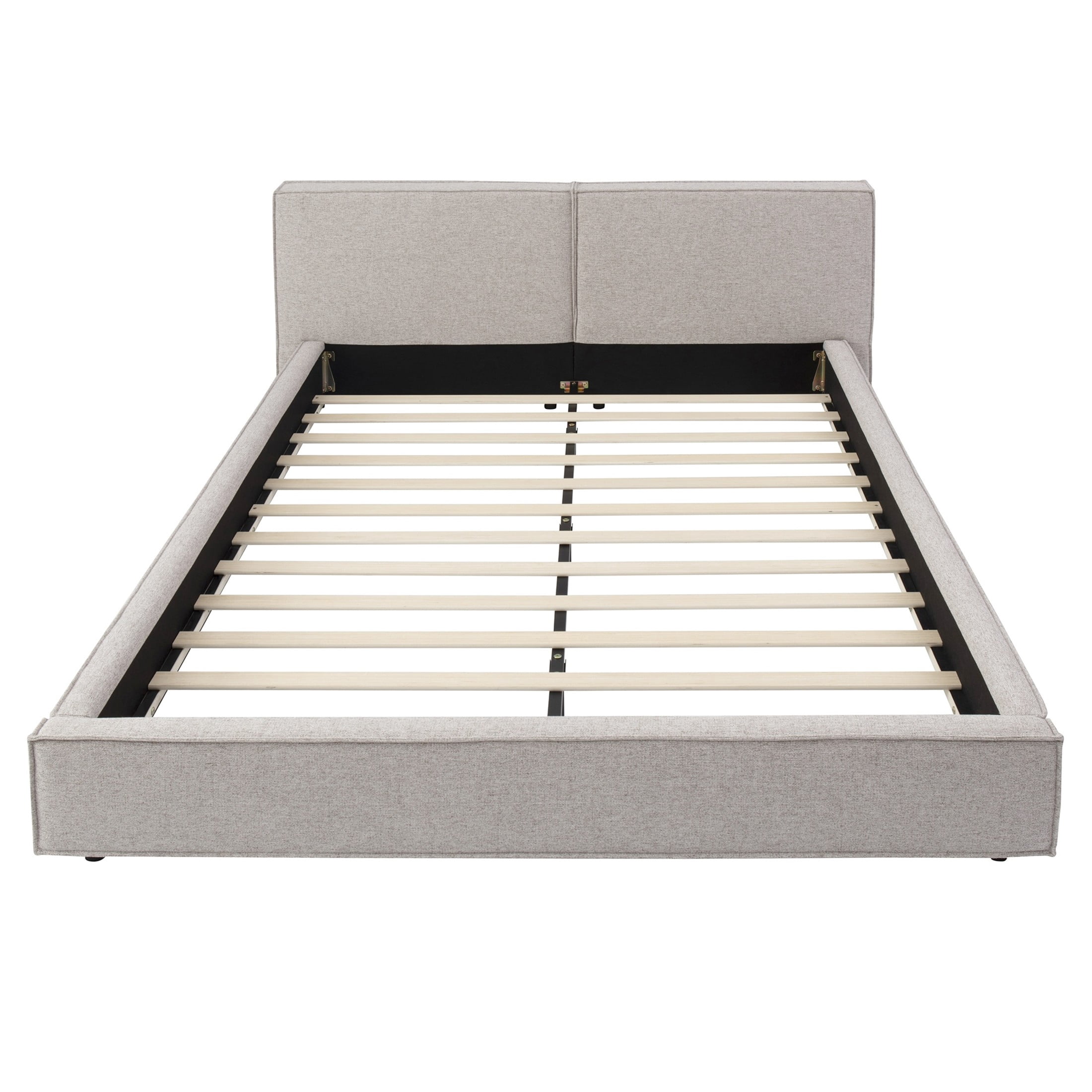 Christopher Knight Home Modern Tufted Queen Upholstered Platform Bed, Biscuit Stitching Headboard, Beige