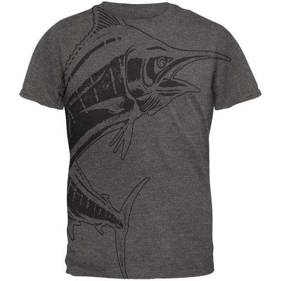 Marlin Deep Sea Predator Mens Soft T Shirt Charcoal Heather MD
