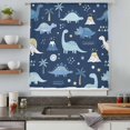 thumbnail image 5 of Navy Blue Dinosaur Sheer Curtains 45 Inches Long, Stars Palm Trees Mountain Modern Art Light Filering Curtains, Breathable Simi Curtain Privacy Drapes for Kitchen Bathroom Small Window Treatment, 5 of 9