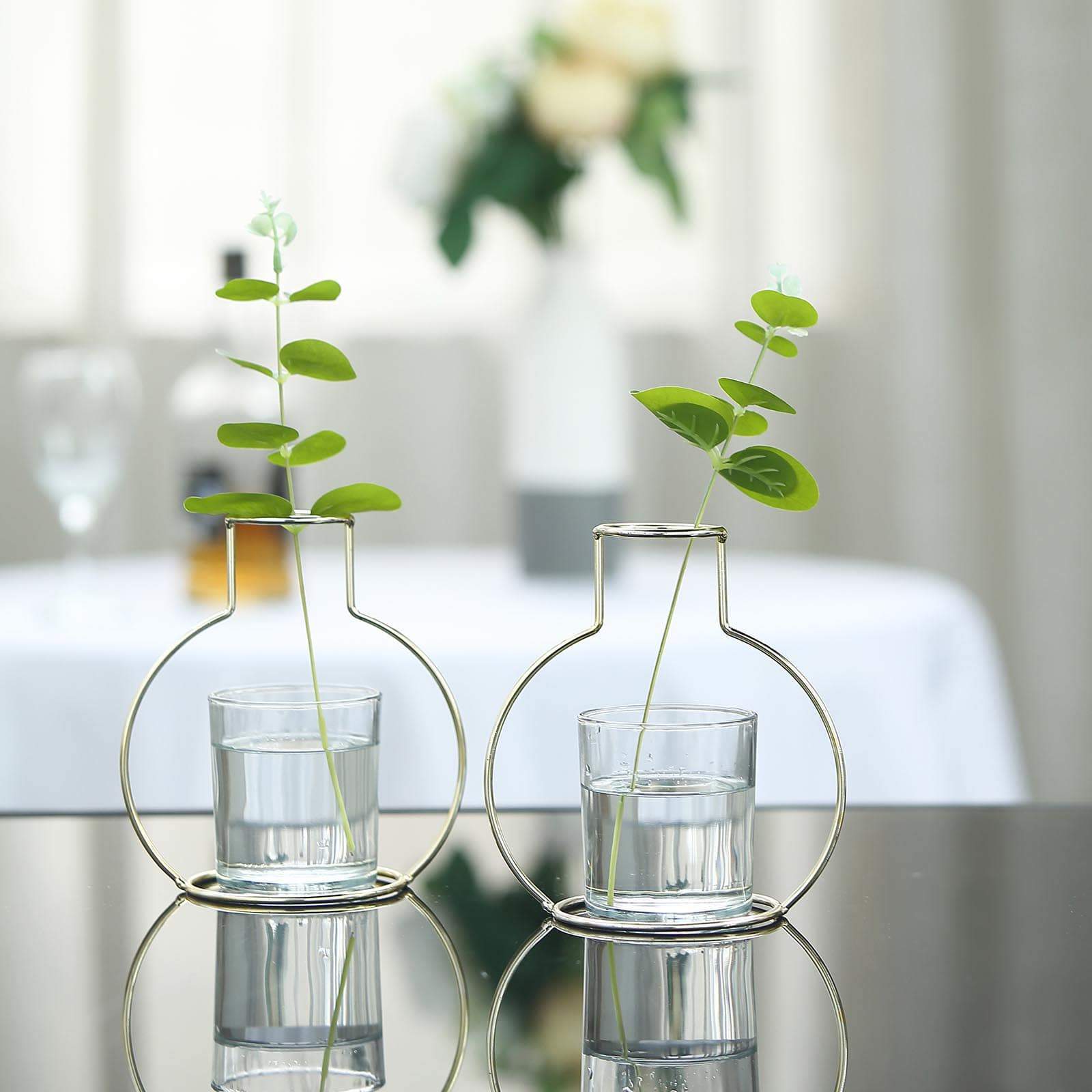 2 Pack 6" Geometric Metal Flower Vase Racks Plant Holders Potion