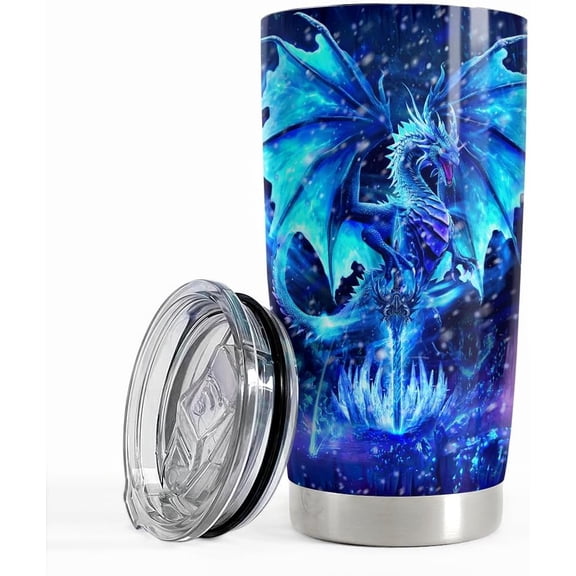 Blue Dragon Tumbler 20oz Stainless Steel Insulated Tumblers Coffee Travel Mug Cup Gift for Men Women Gifts for Birthday Christmas