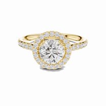 Zuwelria Certified Moissanite Diamond Rings | Sparkle 1.40 Ct Round Shape Moissanite Diamond Engagement - Promise Ring for Women | Halo with Accents Rings | 18K Yellow Gold Plated Silver Size 9