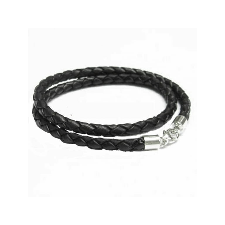 Unisex Genuine Black Leather Cord Necklace .925 Sterling Silver Clasp 18  Inch