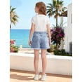 thumbnail image 4 of Girls' Denim Shorts Collection – Bow Embroidered / Distressed Ripped / Allover Bow Print High Waisted Denim Shorts for Kids Summer Casual Wear, 4 of 8