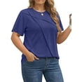 thumbnail image 3 of Fantaslook Women Plus Size Tops Pleated Crewneck Short Sleeve Shirts Casual Summer Tops, 3 of 9