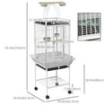 thumbnail image 3 of PawHut 61.5 Inch Bird Cage Parakeet House for Cockatiel with Stand, White, 3 of 10