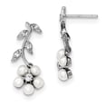 thumbnail image 1 of Boucles d'Oreilles en Argent Sterling Rhodié FW Perle CZ Post QE4334, 1 of 2