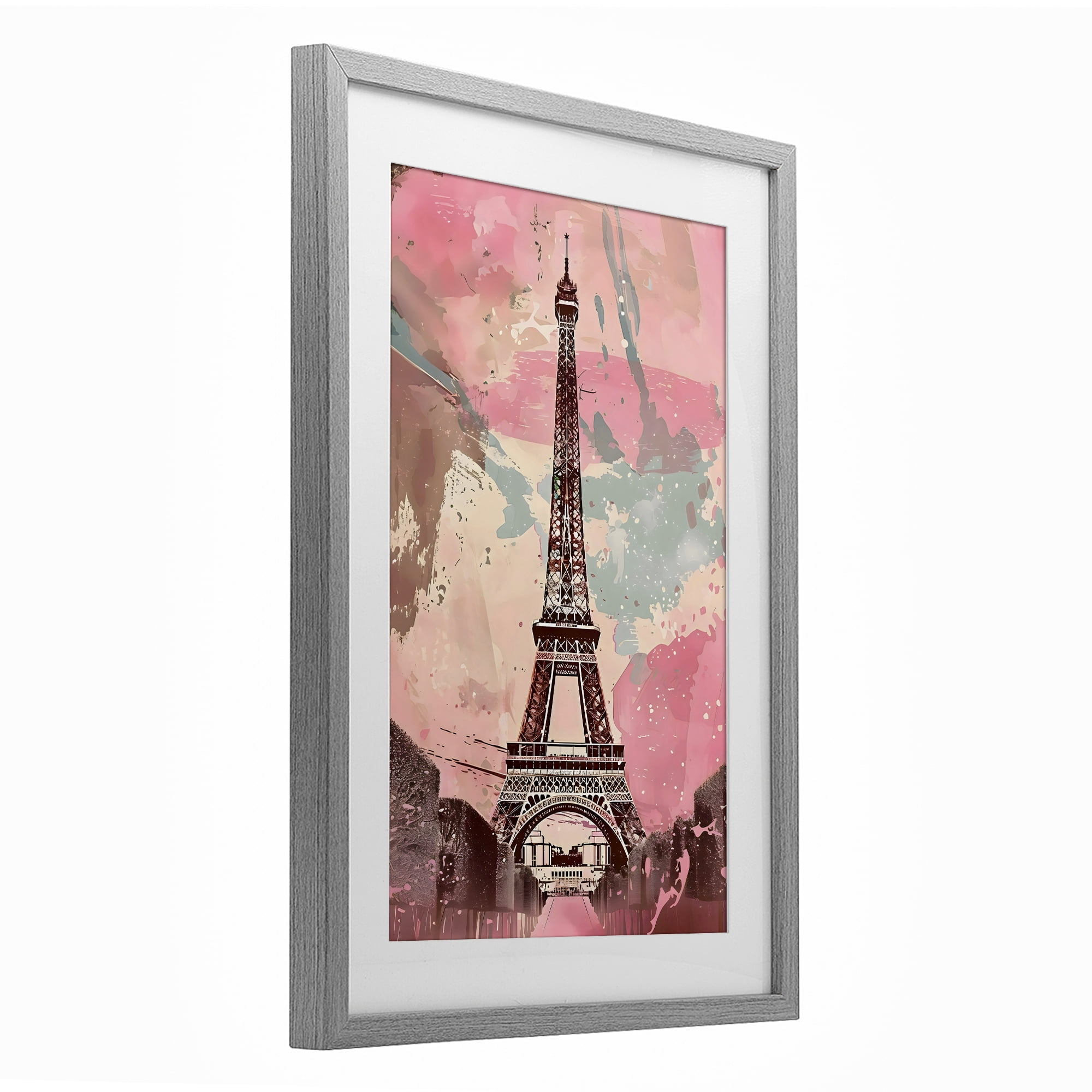 Stupell Industries Parisian Tower Pink & Blue Gray Framed Print Under Glass, design by Creative Studio