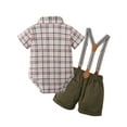thumbnail image 3 of Baby Boy Clothes Suits Shirt 0-18 Months Plaid Suspender Shorts Pants Bowtie Outfit Wedding Set 3pcs, 3 of 10