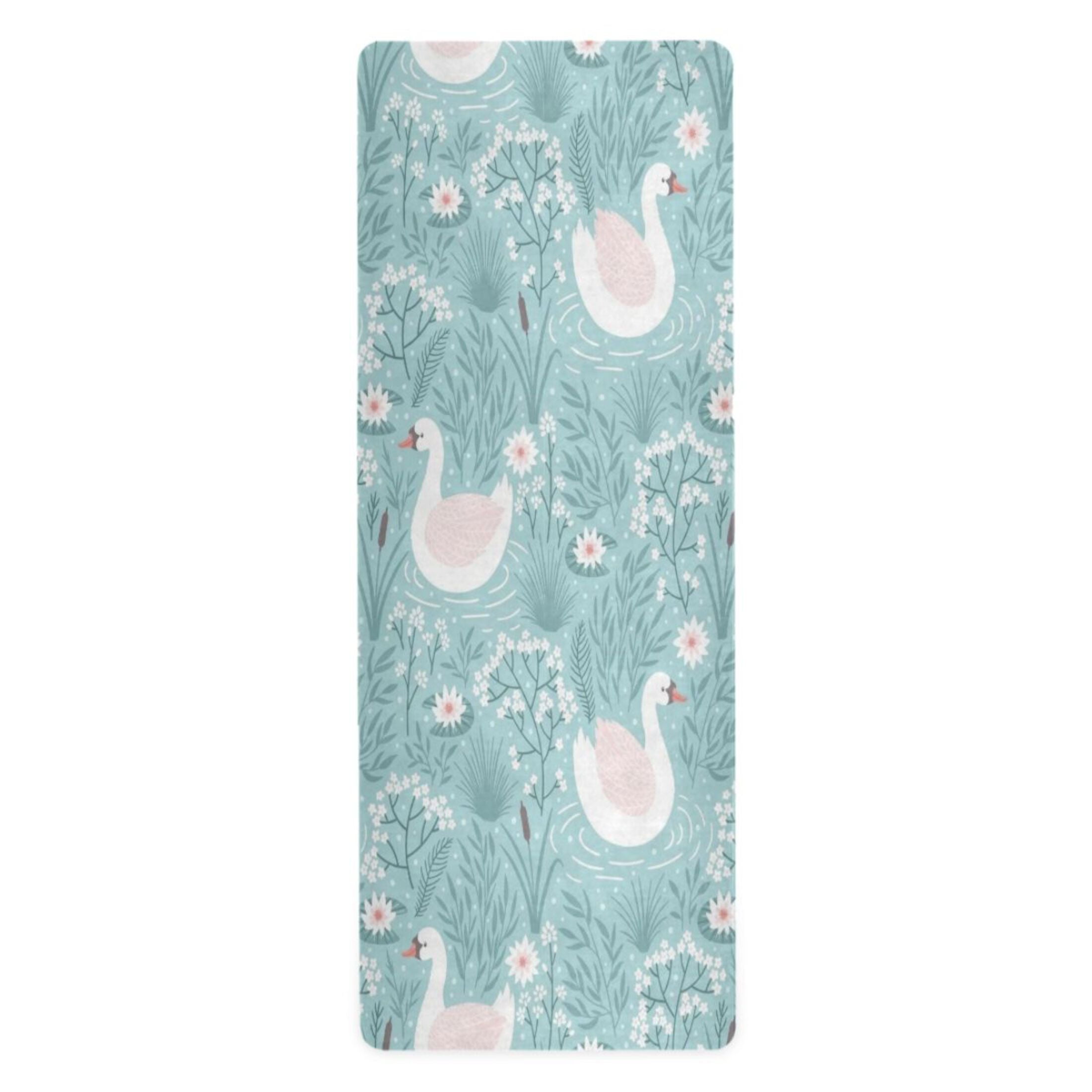 BZSMCE Yoga Mat Women Fitness Mat Sky Blue Swan Serenity Pattern