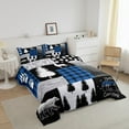 thumbnail image 2 of Deer Comforter Set Full Size,Bear Hunting Woodland Rustic Cabin Bedding Set Adult,Camping Adventure Geometric Plaid Patchwork Down Comforter,Pine Tree Xmas Duvet Insert Blue Black, 2 of 6