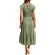thumbnail image 5 of VISgogo Vestido de verano de color sólido para mujer, cuello redondo, manga corta con mosca, falda plisada en el pecho, falda para pastel VISgogo  moda, 5 of 6