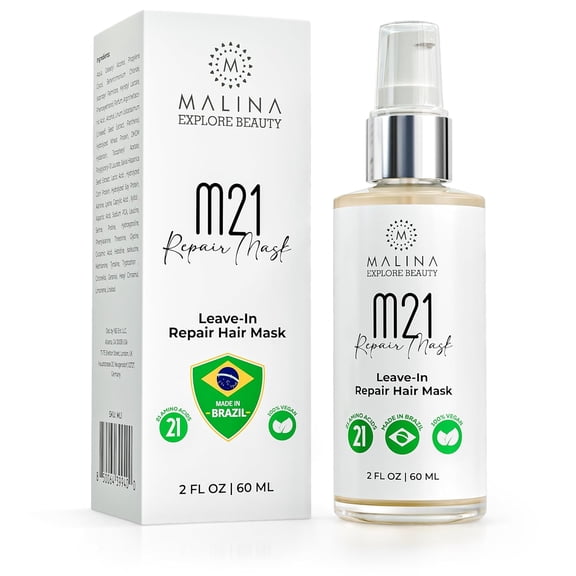 Malina Leave-In Repair Hair Mask for a Naturally Glowing Hair I Made in Brazil I Full XL size 2 Fl Oz
