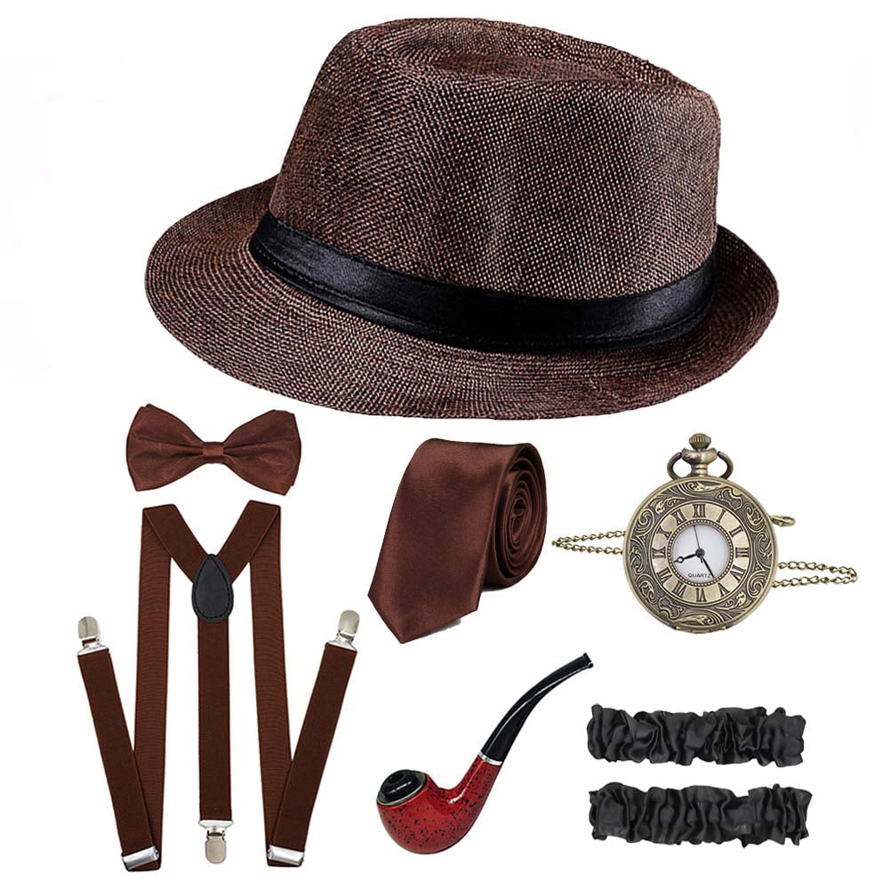 1920s Mens Gatsby Gangster Costume Accessories Set 