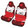 thumbnail image 1 of Easy to Install Car Universal Seat Cover, Red Love Bear Four Seasons Universal Front Seat Cover, 2-Piece, 1 of 8