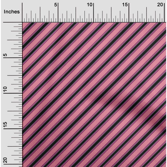 oneOone Cotton Cambric Medium Pink Fabric Stripes Fabric For Sewing Printed Craft Fabric By The Yard 42 Inch Wide