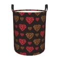 thumbnail image 1 of Balery Gold Glitter Heart Cesta de ropa redonda con asas, impermeable, independiente, para ropa, juguetes, dormitorio y familia-Small, 1 of 6