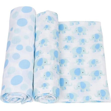 UPC: 0748252303042 | MiracleWare 3042 Elephant Muslin Swaddle- 2 Pack