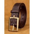 thumbnail image 2 of Catelles Ice Crack Men's Belt, Made of High-quality Cowhide, with A Vintage Buckle. Comes with A Gift Box, Suitable for Casual Wear and Gifting&Waist 48 Inches, Width 1.5 Inches (3.8 cm)., 2 of 9
