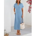 thumbnail image 4 of Merokeety Womens Summer Maxi Dress V Neck Collared Vacation T Shirt Long Dresses Lightblue m, 4 of 8