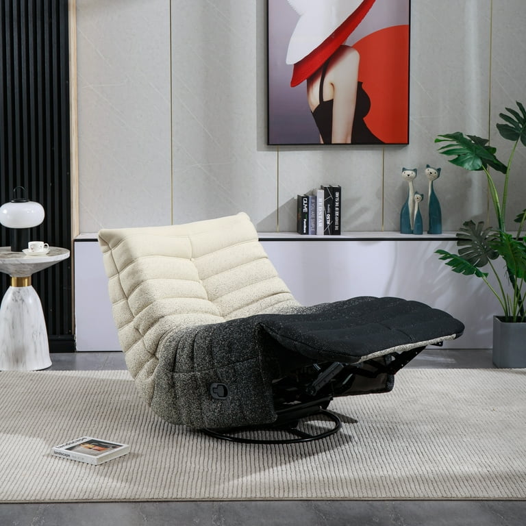Swivel Rocking Velvet Recliner 33.5 Oversized Recliner Chair Comfy Lazy Floor Sofa for Living Room Single Recliner Chairs Armless Lounge Chair