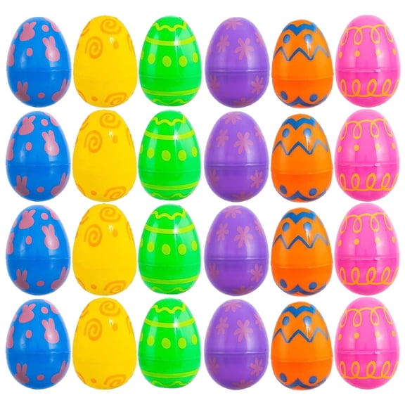 Shipiny 24-Pack Easter Openable Plastic Egg Shells DIY Simulation Decor Perfect For Party Gift Basket Fillers Holiday Egg Hunt Game Supplies,Easter Decorations For Home, Multicolor