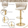 thumbnail image 4 of UIXE 360° Swivel Bar Stools Velvet Upholstered Adjustable Bar Chairs Set of 2 with Back & Footrest for Home and Kitchen, Ivory, 4 of 6