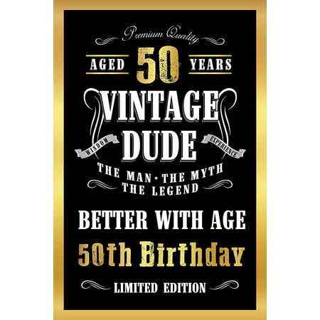 Vintage Dude 50th Birthday Welcome Poster Sign, Happy Birthday Welcome Sign, Birthday Party, Birthday Props, Vintage Birthday Decorations, Vintage Design, Handmade Party Supply Size- 24x36