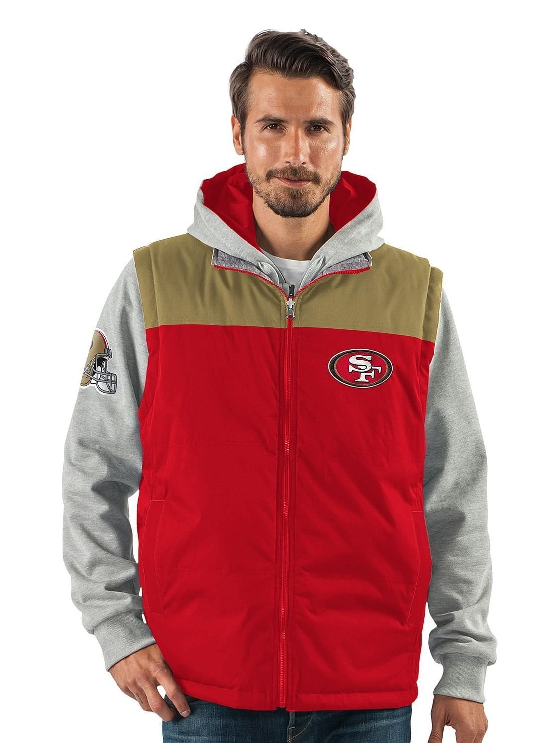 San Francisco 49ers 5-in-1 Reversible Vest Fleece Full Zip Jacket by G-III Sports