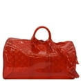 thumbnail image 1 of Pre-Owned LOUIS VUITTON Keepall 50 Bandouliere Transparent PVC Travel Bag Red, 1 of 12