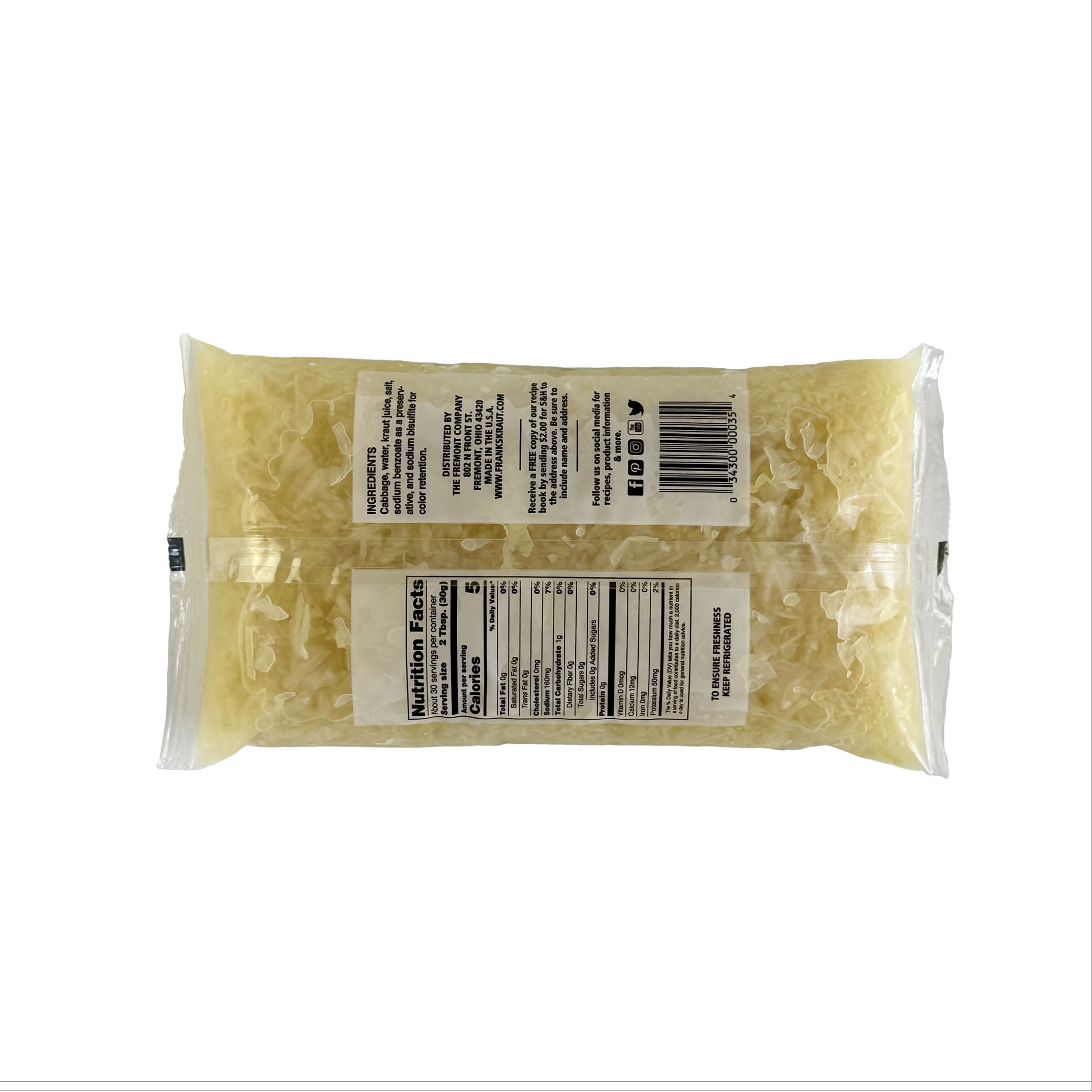Frank's Quality Shredded Sauerkraut, 32 Oz Bag