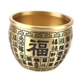 thumbnail image 2 of GROWTH TANK Bol en Laiton Bol de Fu Chinois Sculpture Cylindrique Statue Bol de Rangement Trésor 9,5cmx7cm, 2 of 9