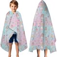 thumbnail image 3 of Pastel Princess Pattern Hooded Bath Towel，60"x35" for Ages 3 To 12 Kids, Quick Dry Lightweight Soft Microfiber Hood Beach Towel Cover Up for Kids, 3 of 7