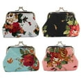 thumbnail image 2 of Printed Coin Purse Vintage Pouch Buckle Clutch Bag Kiss-lock Change Purse Floral Clasp Closure Wallets Floral Coin Purse Rose Flower Trinket Pouch for Women Girl, 2 of 3