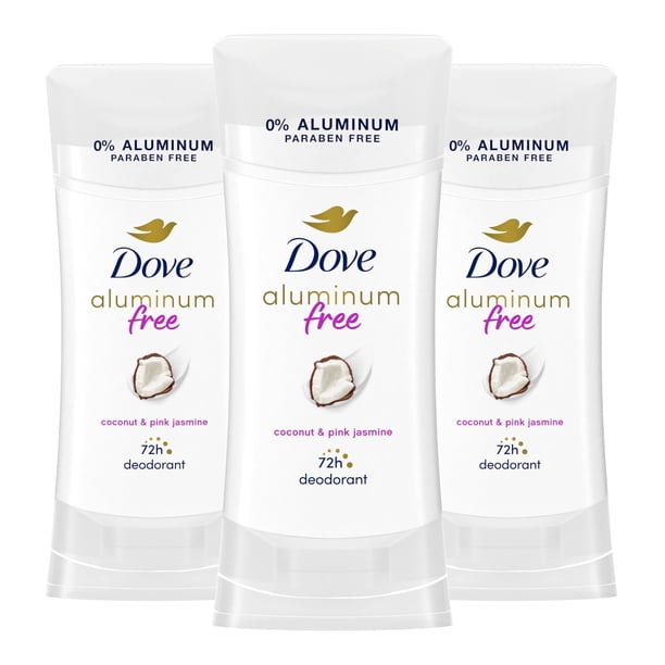 Dove 0% Aluminum Deodorant Coconut and Pink Jasmine 2.6oz (74g) , Pack of 3