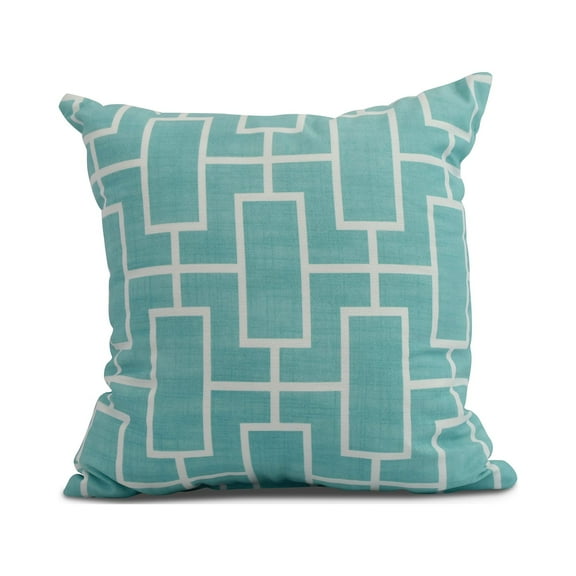 Simply Daisy, 20" x 20" Screen Lattice, Geometric Print Outdoor Pillow, Blue