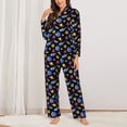 thumbnail image 2 of Salouo Whales In Space Pattern Women's Pajamas Set Long Sleeve Button Down Sleepwear Soft Pj Lounge Sets for women 2 Piece Pjs Set with Long Pants-Medium, 2 of 7