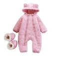 thumbnail image 4 of LOCHEX Toddler Newborn Boy Girl Snowsuit Solid Color with Zipper Winter Jacket Coats Infant Warm Jumpsuit Hooded(with Shoes),White,18-24M, 4 of 8