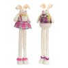 Pack of 4 White and Pink Plaid Adjustable Decorative Stretching Easter Bunnies 32"