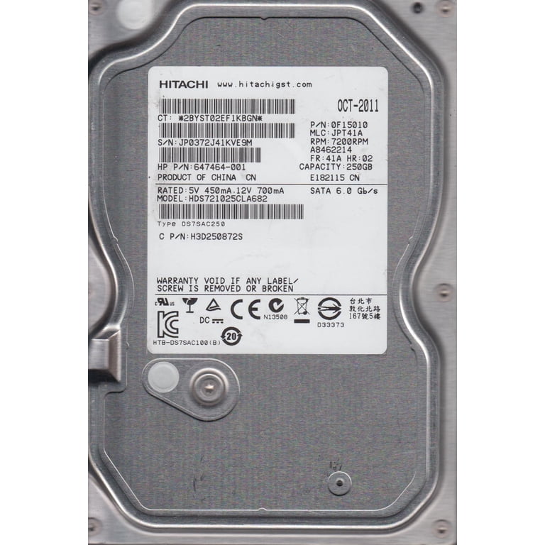 HDS721025CLA682, PN 0F15010, MLC JPT41A, Hitachi 250GB SATA 3.5