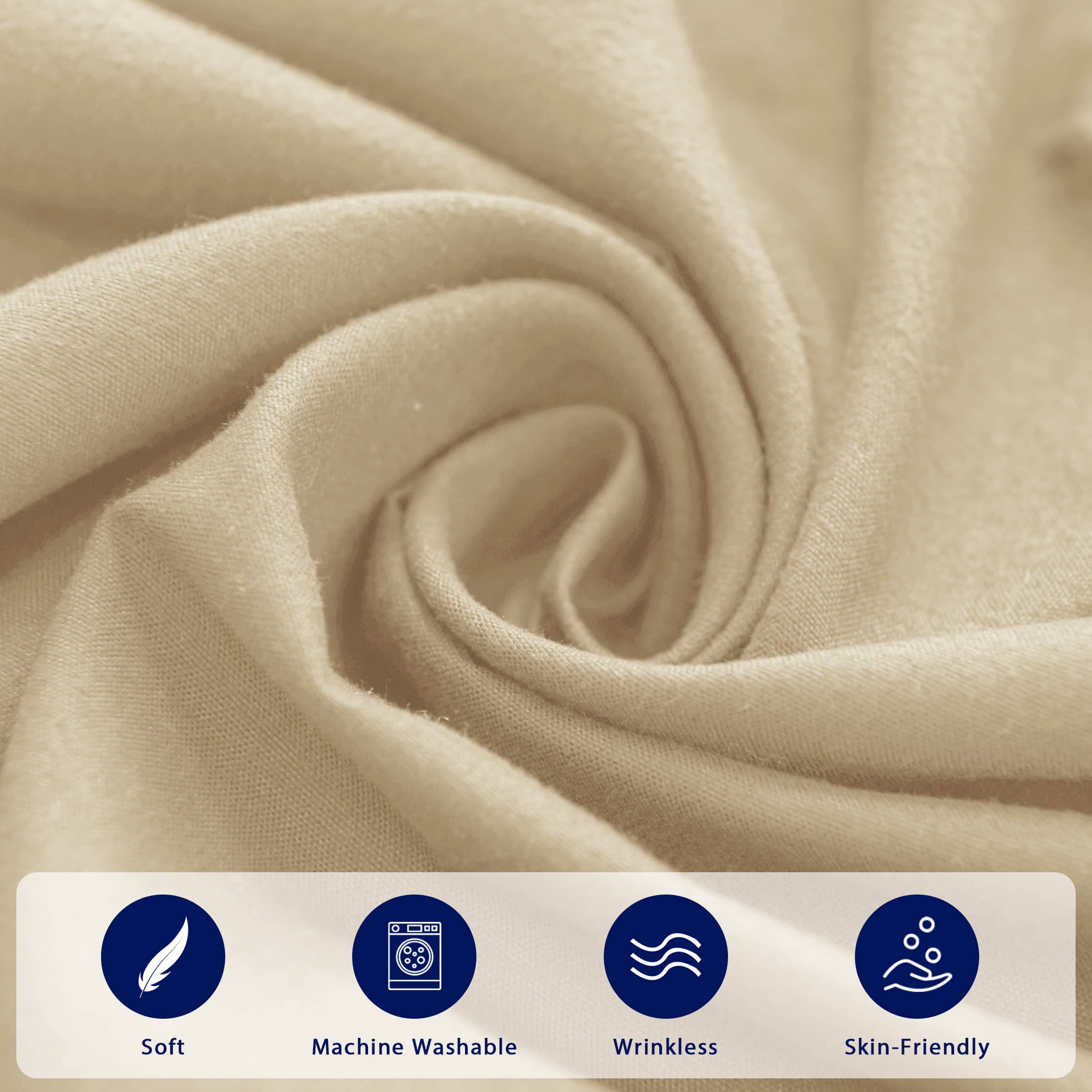Subrtex Bed Skirt Wrap-Around Dust Ruffle Elastic 15 Inch Bed Cover, Twin, Sand