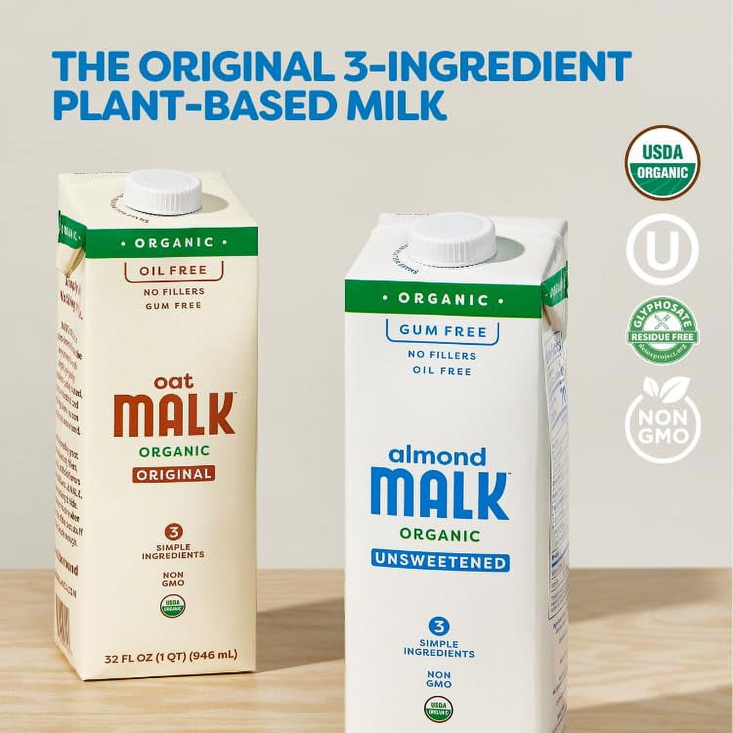 Malk Organic Unsweetened Almond Milk - 32 Fl Oz - 6 Pack - Non GMO ...