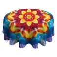 thumbnail image 4 of Rainbow Tie Dye Mandala Pattern Round Tablecloth 60"x60",Wrinkle Wipeable Table Cloth for Kitchen Dining Room Picnic Patio Party, 4 of 6