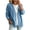 Sky Blue, variant on Qingpeng Womens Denim Jacket Denim Cardigan Lightweight Button Down V Neck Trendy Long Sleeve Retro Open Front Tops for Women