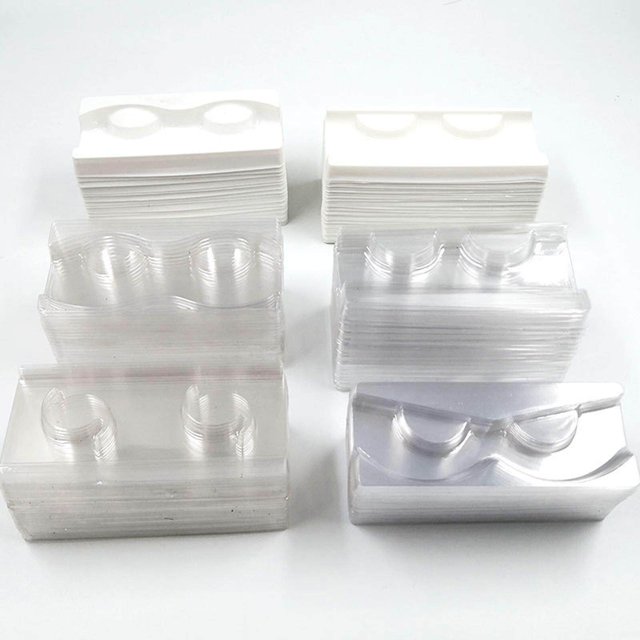 pitrice 50Pcs Eyelash Trays Plastic Empty Makeup Beauty Salons Home Clear Rectangle