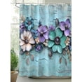 thumbnail image 2 of Fsddascl Spring Purple Flowers Shower Curtain Set - 54" x 78" Washable Bathtub Curtain with 12 Hooks, Floral Mottled Teal Wall Retro Waterproof Fabric Stall Shower Curtains for Bathroom/Bathtub, 2 of 6