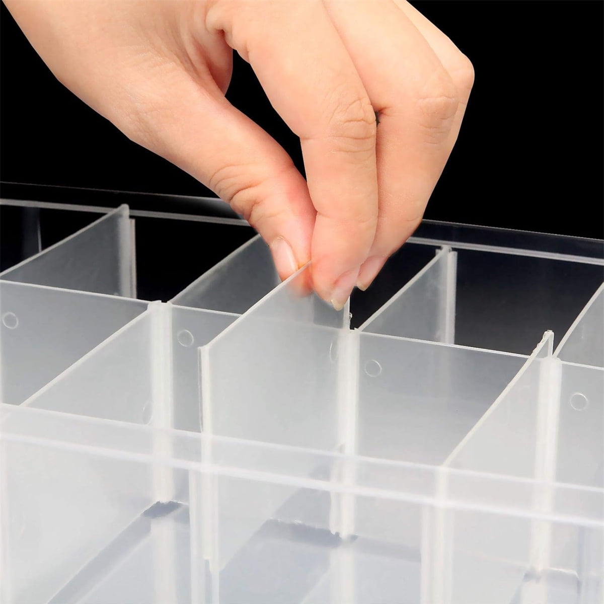 3 Tier Craft Storage Box 30 Adjustable Compartments Clear Plastic Stackable Organizer Container For Beads Jewelry (blue )