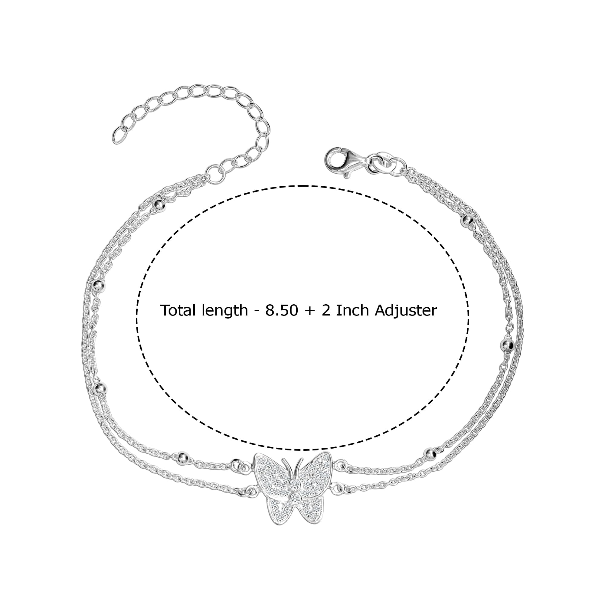 LeCalla 925 Sterling Silver Cable Chain Anklets With Butterfly Charm Light-Weight Jewelry Gifts for Women and Teen 10" Inch