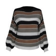 thumbnail image 4 of Fesfesfes Ladies Round Neck Sweater Long Sleeve Personality Fashion Striped Sweater Women Casual Loose Fall/Winter Sweater, 4 of 9